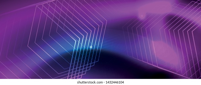 Líneas tecno brillantes neón, plantilla de fondo abstracto de alta tecnología futurista