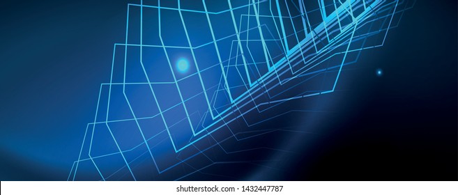 Líneas tecno brillantes neón, plantilla de fondo abstracto de alta tecnología futurista