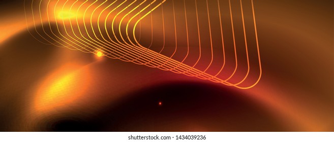 Neon glowing techno lines, hi-tech futuristic abstract background template