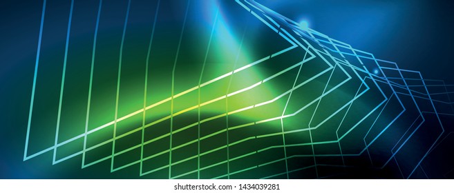 Neon glowing techno lines, hi-tech futuristic abstract background template
