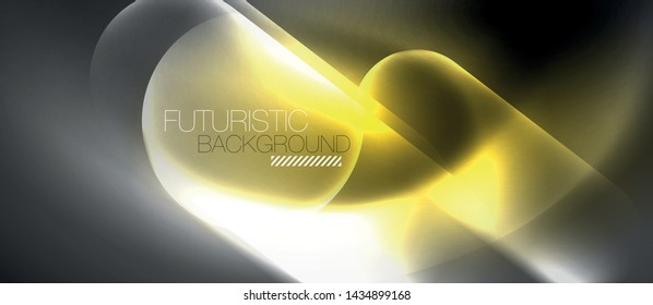 Líneas tecno brillantes de neón, plantilla de fondo abstracto de alta tecnología futurista, vector