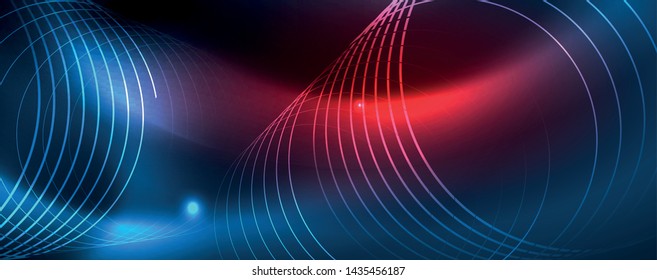 Neon glowing techno lines, hi-tech futuristic abstract background template
