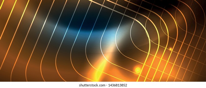 Neon glowing techno lines, hi-tech futuristic abstract background template