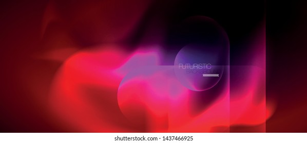 Neon glowing techno lines, hi-tech futuristic abstract background template, vector