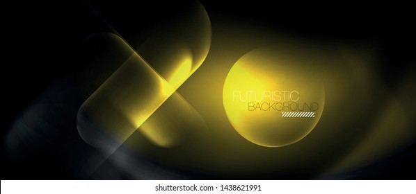 Neon glowing techno lines, hi-tech futuristic abstract background template, vector