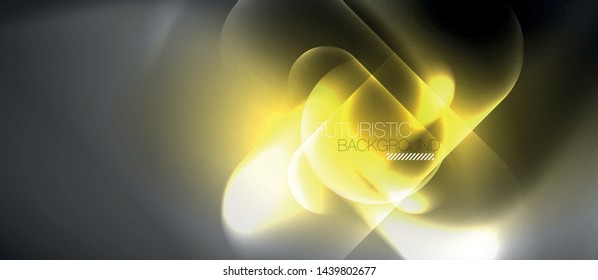 Neon glowing techno lines, hi-tech futuristic abstract background template, vector