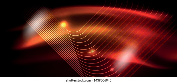 Neon glowing techno lines, hi-tech futuristic abstract background template with square shapes, vector design