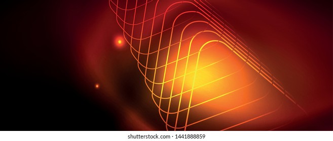 Neon glowing techno lines, hi-tech futuristic abstract background template