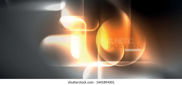 Neon glowing techno lines, hi-tech futuristic abstract background template, vector