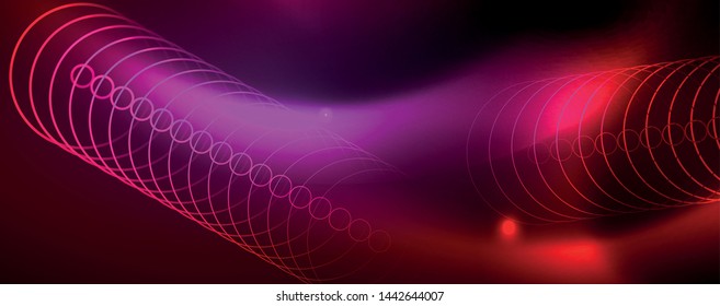 Neon glowing techno lines, hi-tech futuristic abstract background template