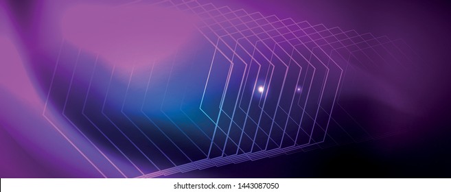 Neon glowing techno lines, hi-tech futuristic abstract background template