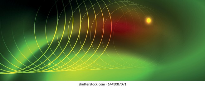 Neon glowing techno lines, hi-tech futuristic abstract background template