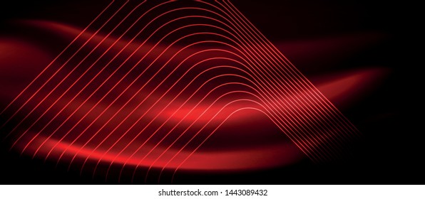 Neon glowing techno lines, hi-tech futuristic abstract background template with square shapes, vector design