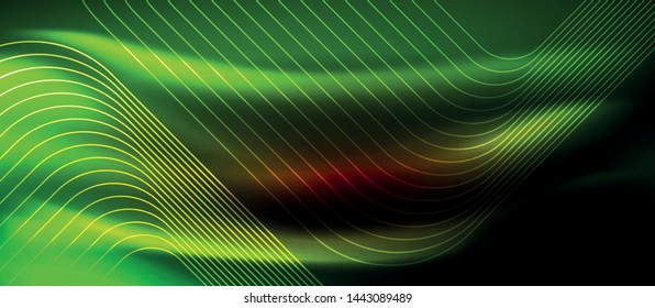 Neon glowing techno lines, hi-tech futuristic abstract background template with square shapes, vector design