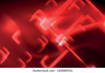 Neon glowing techno lines, hi-tech futuristic abstract background template with square shapes and lines