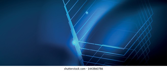Neon glowing techno lines, hi-tech futuristic abstract background template