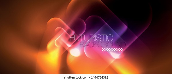 Neon glowing techno lines, hi-tech futuristic abstract background template, vector
