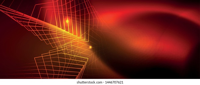 Neon glowing techno lines, hi-tech futuristic abstract background template