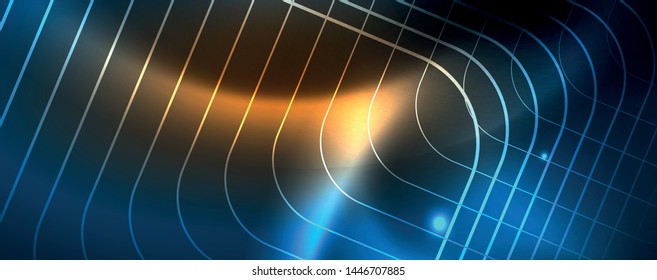 Neon glowing techno lines, hi-tech futuristic abstract background template