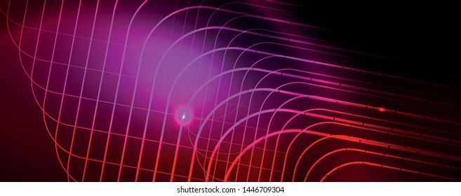 Líneas tecno brillantes neón, plantilla de fondo abstracto de alta tecnología futurista