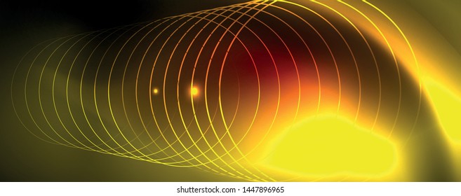 Neon glowing techno lines, hi-tech futuristic abstract background template