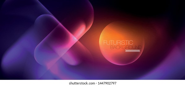 Neon glowing techno lines, hi-tech futuristic abstract background template, vector