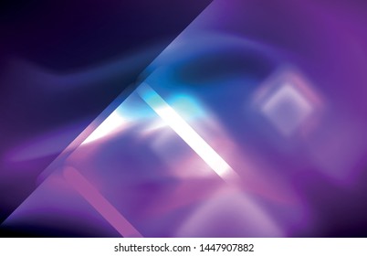 Neon glowing techno lines, hi-tech futuristic abstract background template with square shapes and lines