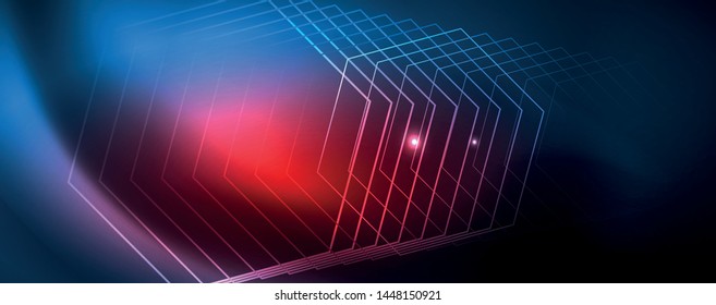 Neonleuchtende Techno-Linien, futuristisch-abstrakte High-Tech-Hintergrundvorlage