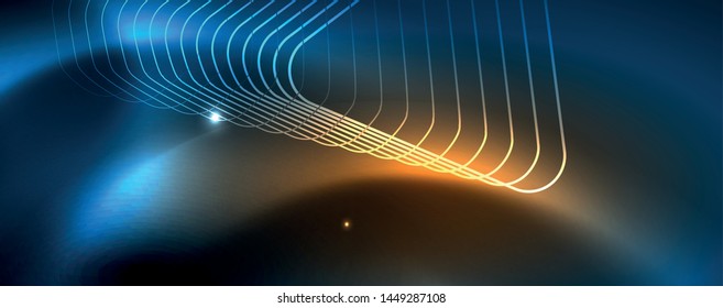 Neon glowing techno lines, hi-tech futuristic abstract background template