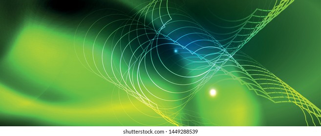 Neon glowing techno lines, hi-tech futuristic abstract background template