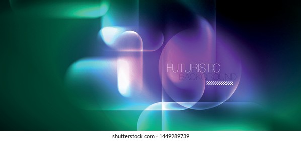 Neon glowing techno lines, hi-tech futuristic abstract background template, vector