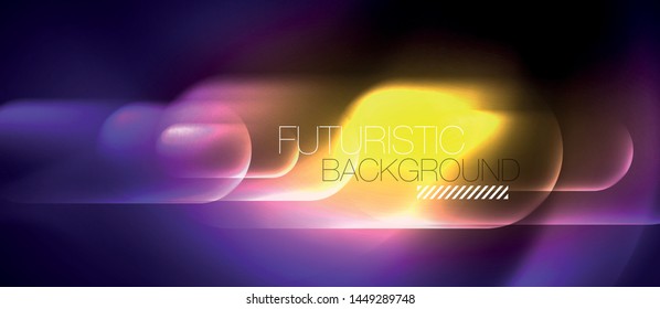 Neon glowing techno lines, hi-tech futuristic abstract background template, vector