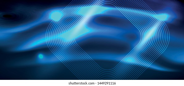 Neon glowing techno lines, hi-tech futuristic abstract background template with square shapes, vector design