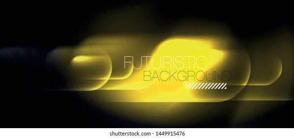 Neon glowing techno lines, hi-tech futuristic abstract background template, vector