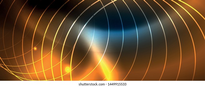 Neon glowing techno lines, hi-tech futuristic abstract background template