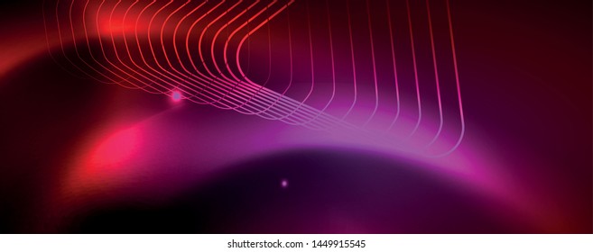 Líneas tecno brillantes neón, plantilla de fondo abstracto de alta tecnología futurista