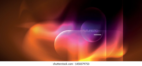 Neon glowing techno lines, hi-tech futuristic abstract background template, vector