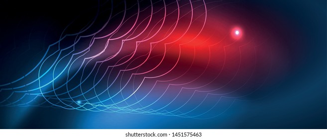 Neon glowing techno lines, hi-tech futuristic abstract background template