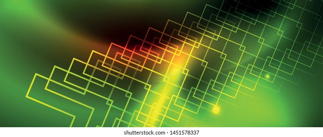 Neon glowing techno lines, hi-tech futuristic abstract background template