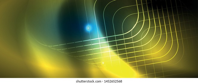 Neon glowing techno lines, hi-tech futuristic abstract background template