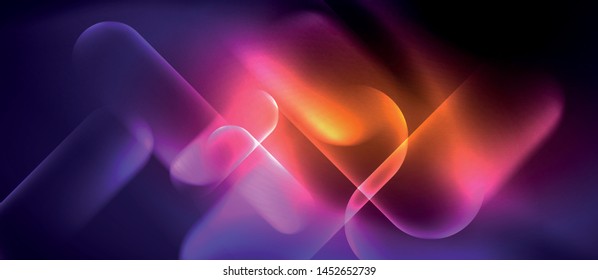 Neon glowing techno lines, hi-tech futuristic abstract background template, vector