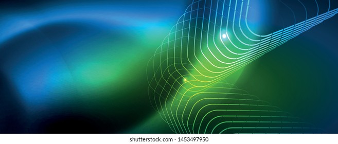 Neon glowing techno lines, hi-tech futuristic abstract background template