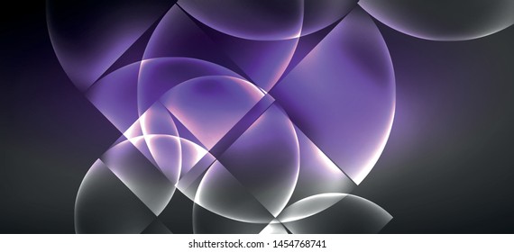 Neon glowing techno lines, hi-tech futuristic abstract background. Template with abstract shapes in dark space, vector illustration