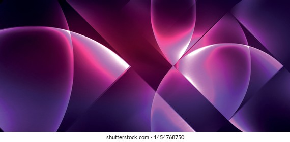 Líneas tecno brillantes, fondo abstracto futurista de alta tecnología. Plantilla con formas abstractas en el espacio oscuro, ilustración vectorial