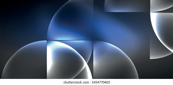 Líneas tecno brillantes, fondo abstracto futurista de alta tecnología. Plantilla con formas abstractas en el espacio oscuro, ilustración vectorial