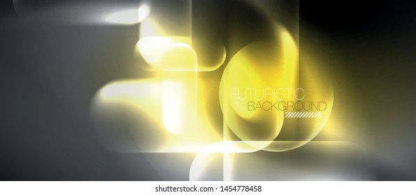 Neon glowing techno lines, hi-tech futuristic abstract background template, vector