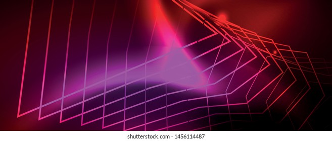 Neon glowing techno lines, hi-tech futuristic abstract background template