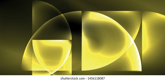 Neon glowing techno lines, hi-tech futuristic abstract background. Template with abstract shapes in dark space, vector illustration