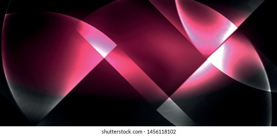 Líneas tecno brillantes, fondo abstracto futurista de alta tecnología. Plantilla con formas abstractas en el espacio oscuro, ilustración vectorial