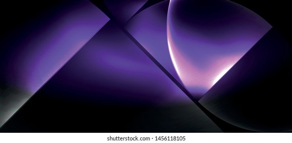 Neon glowing techno lines, hi-tech futuristic abstract background. Template with abstract shapes in dark space, vector illustration